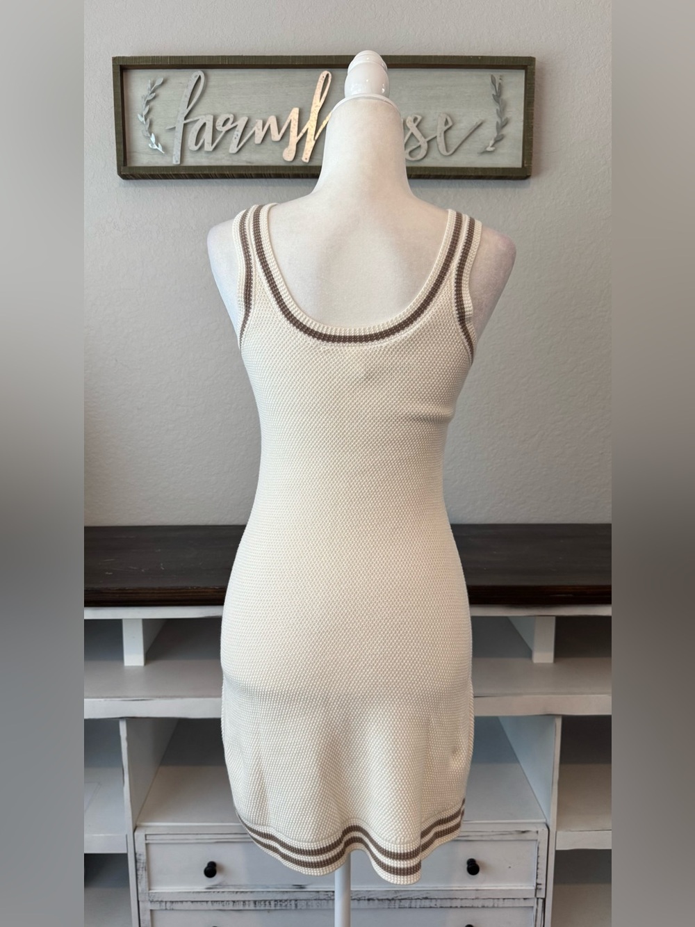 New ALO Yoga Tennis Club Sweater Knit Dress Ivory Gravel Women's Size S J - Picture 5 of 8